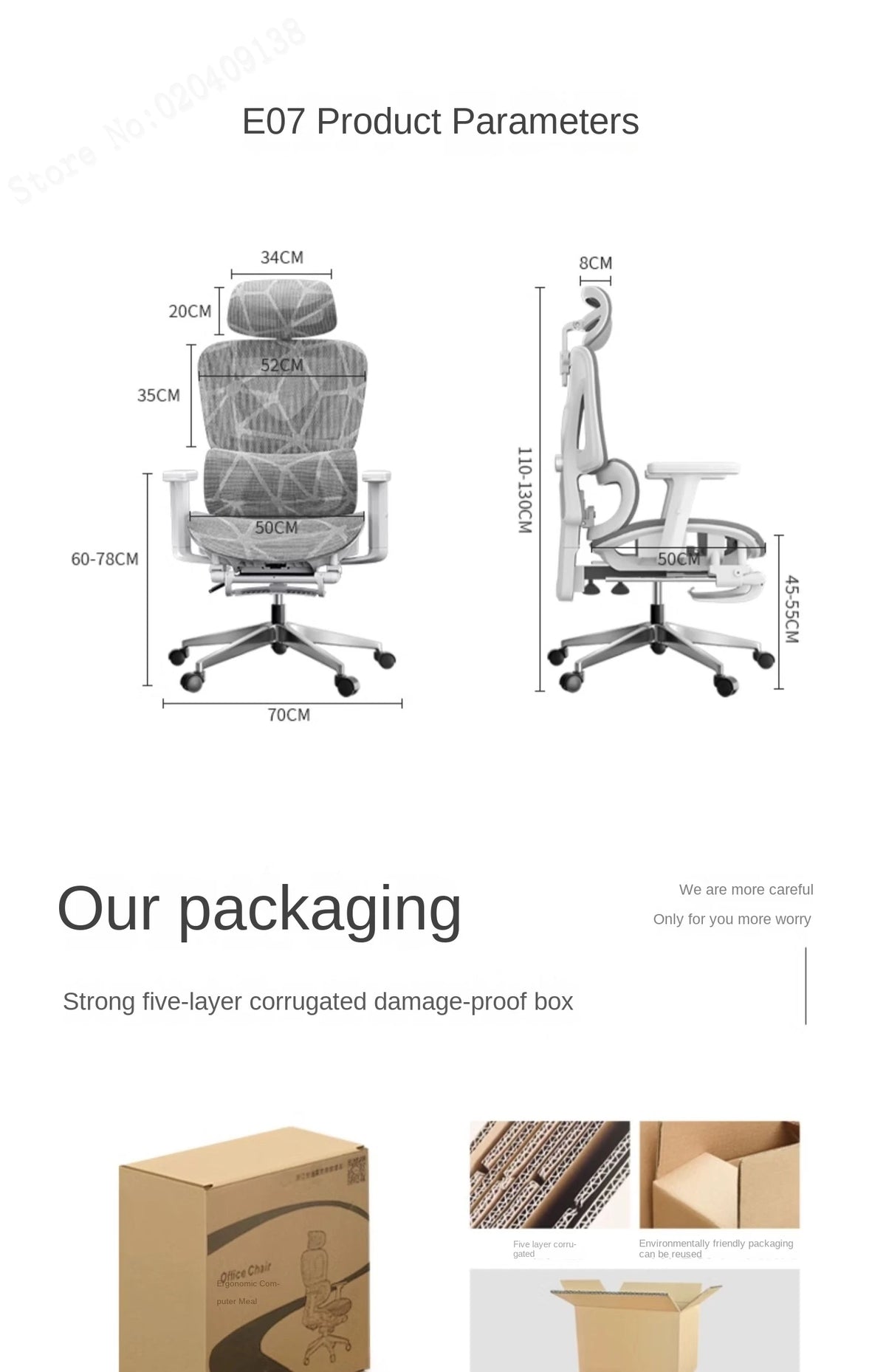 New E07 Pro Ergonomic Chair Sedentary Comfort Office Chair Home Study Gaming Chair Backrest Adjustable Seat with Footrest