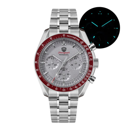 Watchdives WD1863 39mm VK63 Chronograph Watch Vintage Stainless Steel Sapphire OTF Clasp Waterproof Luminous Watches for Men