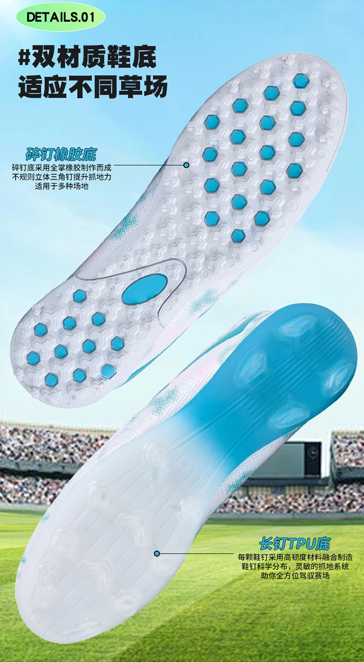 Mens Football Shoes Anti Slip Wear-resistant Grass Contest Training Youth Football Boots Light Five-a-side Soccer Shoes for Man