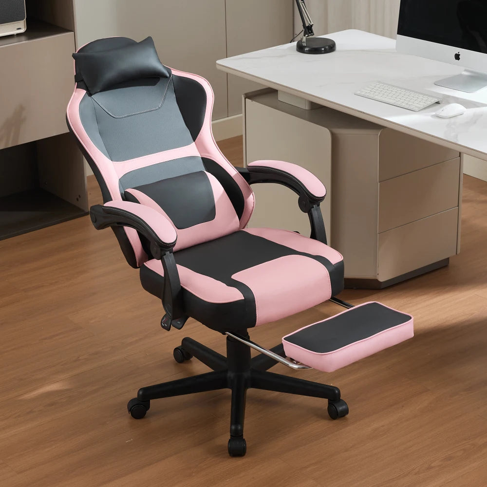 Ergonomic Gaming Chair with Storage Backrest, Adjustable Height Office Gaming Chair, Swivel Racing Computer Chair for Home Office & Gaming