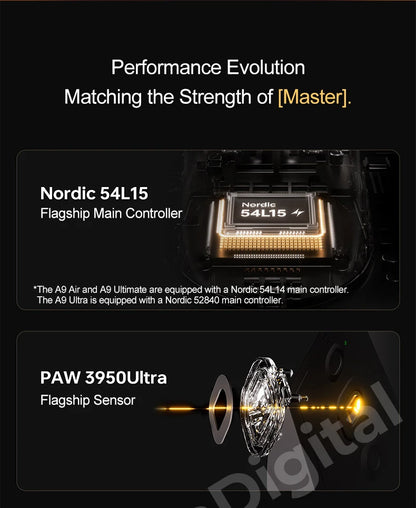 Ratón gaming inalámbrico ATK Dragonfly A9 Ultimate A9 Air PAW3950 ultraligero ergonómico para esports FPS CSGO A9 Ultra