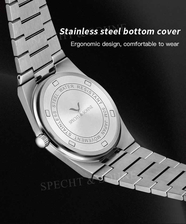 2025 New Arrivals Specht&Sohne Mens Watches Stainless Steel Sapphire Classic Quartz Men Watch Relogio Masculino 100M Waterproof