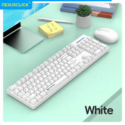 NexusClick Wireless Gaming Office Keyboard & Mouse Set Smart Power Saving Full Size 104 Keys 1600DPI Adjustable USB for Laptop PC