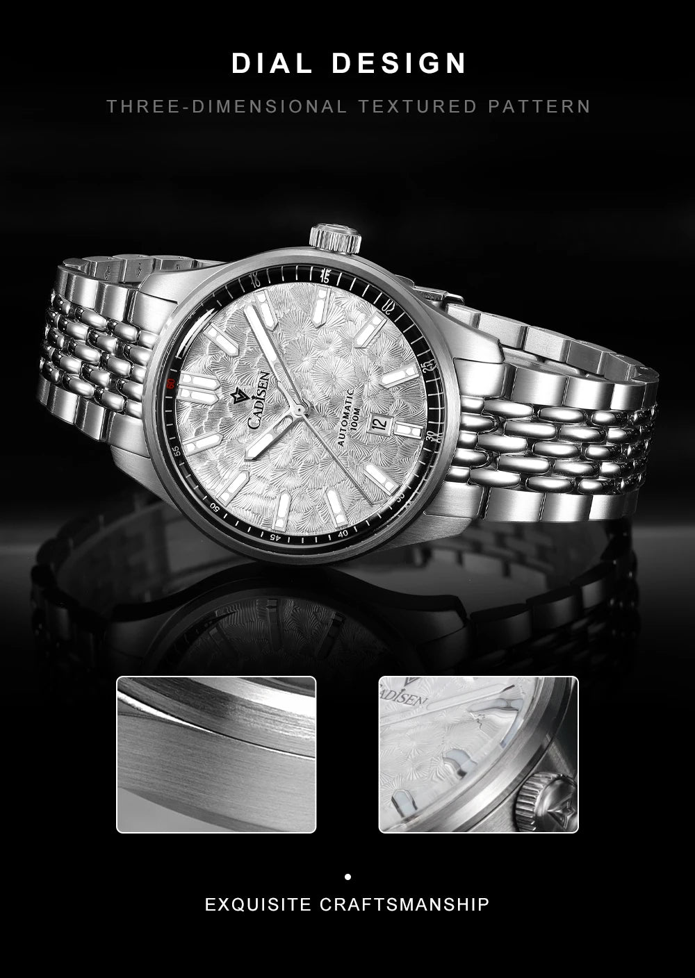 CADISEN 2026 Automatic Mechanical Men's Watch Blue Dial Business Casual 10ATM Waterproof Japan MIYOTA 8215 Movement Wristwatch