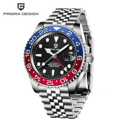 PAGANI DESIGN V3 PD-1662 GMT Watches Men's Luxury Sapphire Automatic Mechanical Watch 40MM Stainless Steel 100M Waterproof Watch