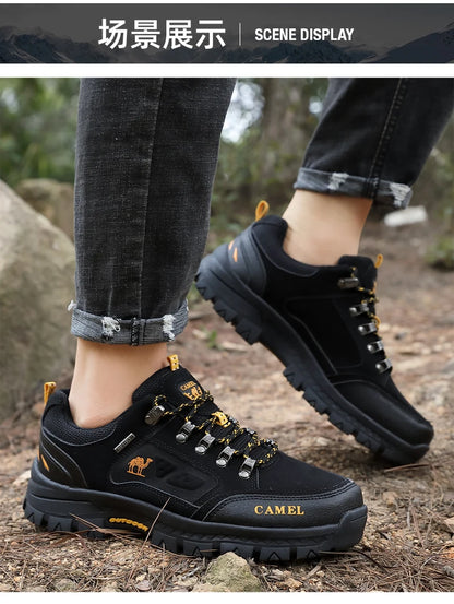 Classic Black Men's Hiking Shoes Outdoor Low Climbing Walking Shoes For Men Trekking Sneakers Non-Slip Mountaineering Shoes Man