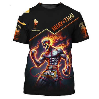 Stylové nové pánské tričko s grafikou Muay Thai, 3D potiskem tygra a draka, personalizovaným jménem a výrazným designem, letní tričko na gym a fitness