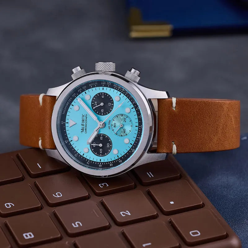 Milifortic 39MM Fashion Chronograph Watch Man R086 Retro C3Luminous Stainless Steel Waterproof 100M VK63 Quartz Watches For Man