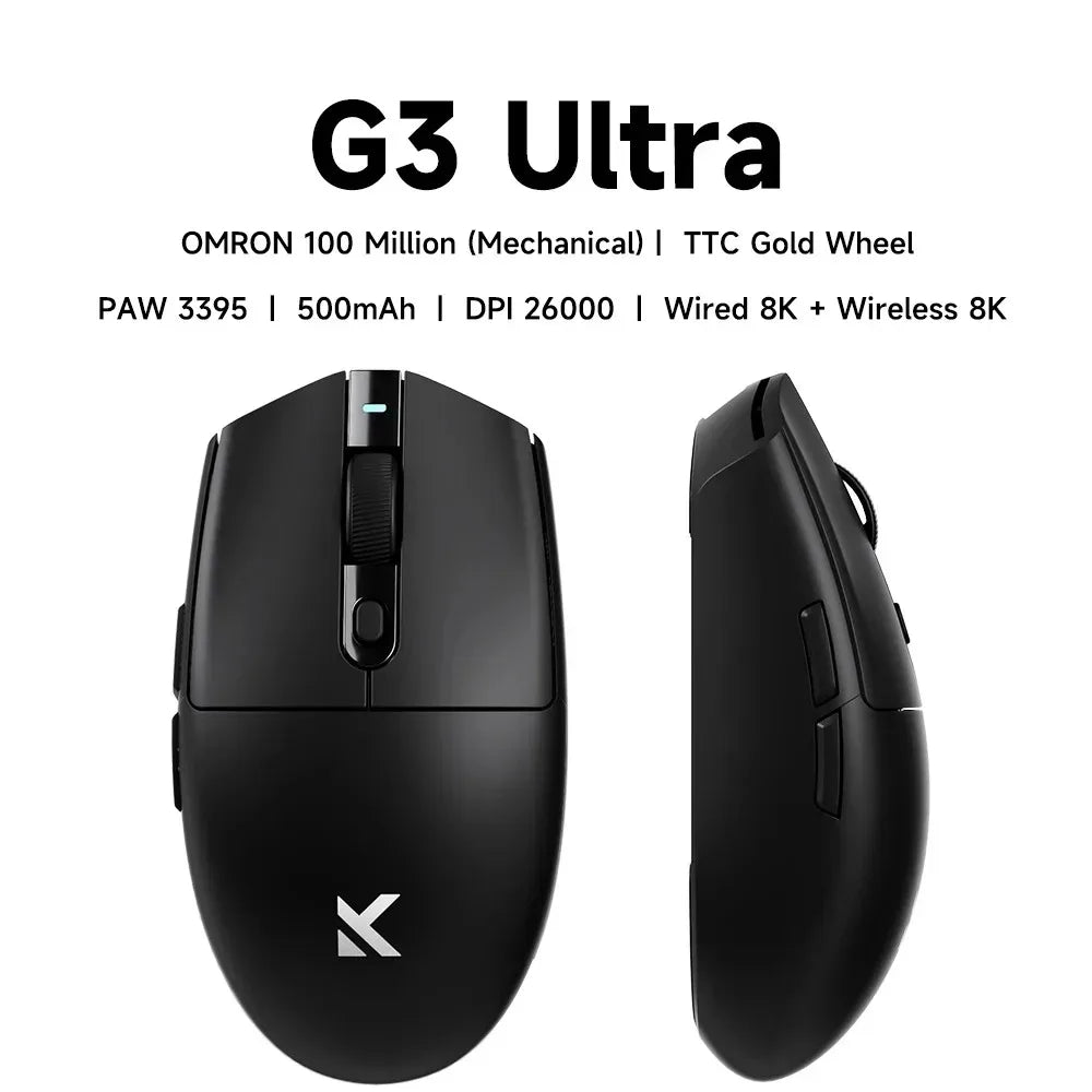 MCHOSE G3 Ultra Wireless Gaming Mouse Tri-Mode PAW3395 26000 DPI, 8K Polling Rate, 64g Ultra-Lightweight Wireless Gaming Mouse for PC, Laptop & Office
