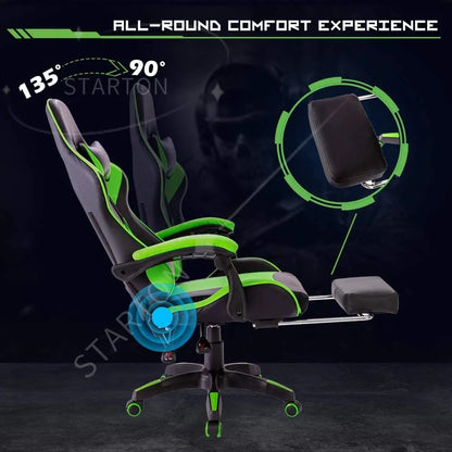 High Back Gaming Office Chair PU Leather Ergonomic Computer Chair with Adjustable Armrests, Reclining Executive Racing Chair for Home & Office