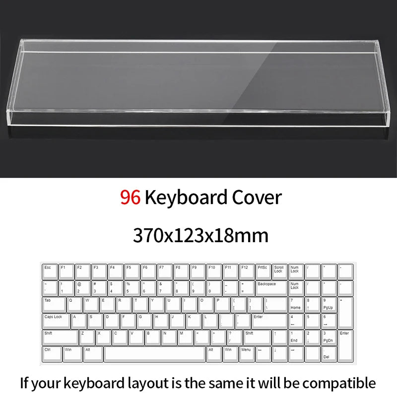 Acrylic Keyboard Clear Protector Case for Mechanical Keyboard, Transparent Keyboard Dust Cover for 60/61/64/96/98/104/108 Key Keyboards & Mouse