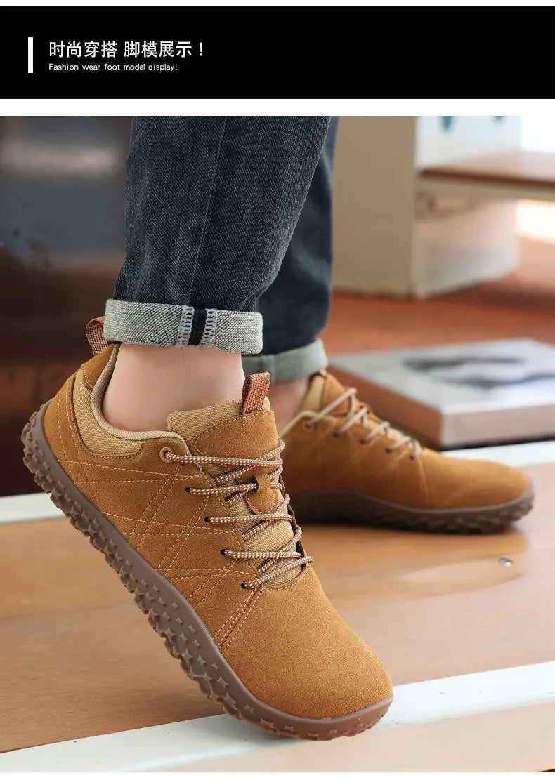 Suede Leather Shoes PU Fabric Wide Toe Shoe Anti Slip Hiking Shoe Workwear Men's Sports Shoes Women's Outdoor Walking Shoes