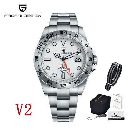 PAGANI DESIGN 2026 New Automatic Machinery Men's Watch GMT DG5833 Stainless Steel sapphire crystal 10Bar Waterproof reloj hombre