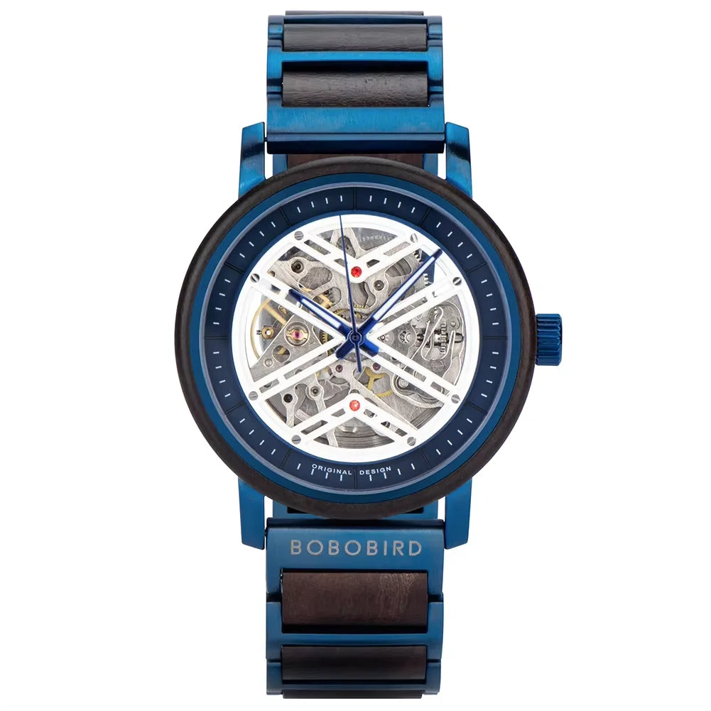 Automatic Mechanical Watch BOBO BIRD New Top Business Men Wooden Wristwatch Unique Custom Engraved Watches Christmas Gift Box