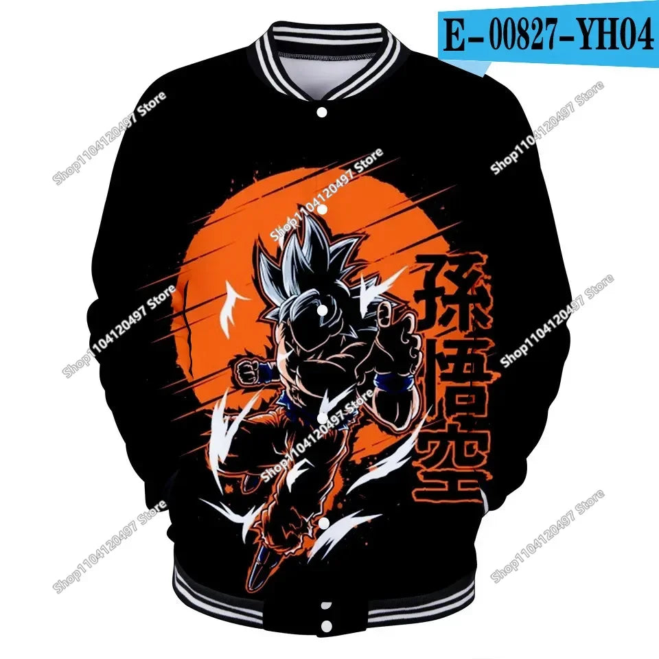 New Japanese Anime Dragon Ball Z Varsity Jacket Autumn Casual Sweatshirt Hoodie Coat Jacket Brand Baseball Jacket