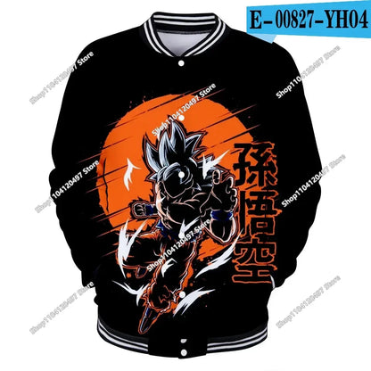 New Japanese Anime Dragon Ball Z Varsity Jacket Autumn Casual Sweatshirt Hoodie Coat Jacket Brand Baseball Jacket