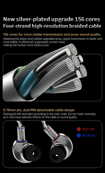 CCA Phoenix HiFi Earphones Dynamic Drive LCP Diaphragm Earphones Noise Cancelling Replaceable 2PIN Cable Gaming Wired Earphone
