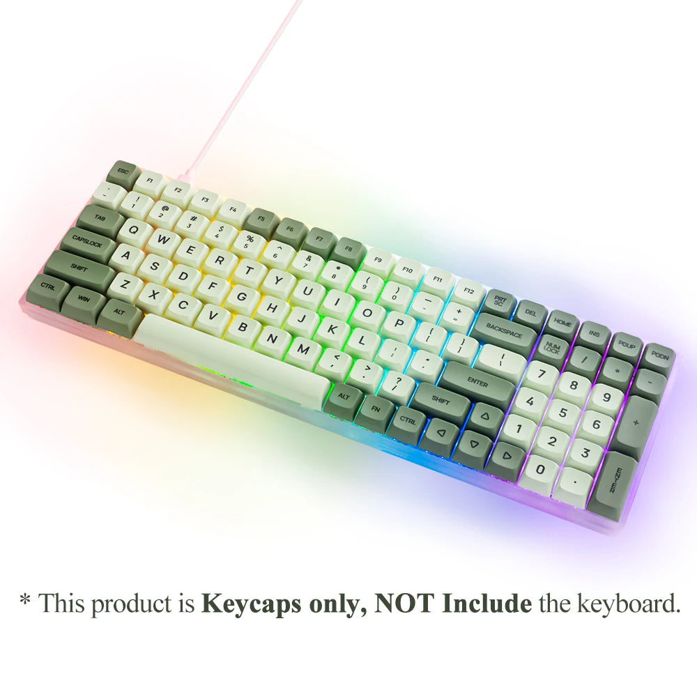 125 Tasten XDA PBT Tastenkappen-Set Matcha Green für mechanische Tastaturen mit 61/64/68/75/87/98/104/108 Tasten für Cherry/Gateron/Otemu/Kailh