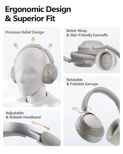 QCY H3S – Adaptiver ANC-Over-Ear-Bluetooth 6.0-Kopfhörer mit -56dB – Hi-Res LDAC Wireless-Headset, 102H Akku, räumlicher Klang mit Dual-Treiber