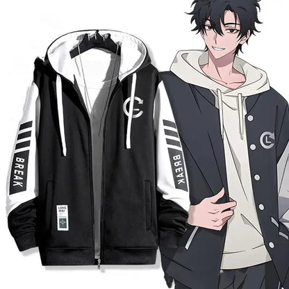 Produit gaming premium Fraquane, Anime Link Click Charles Lucas Same Coat Hoodies Cosplay Costume Sweatshirts Man Hoodie Women Man Clothing Men's Sweatshirts, noir