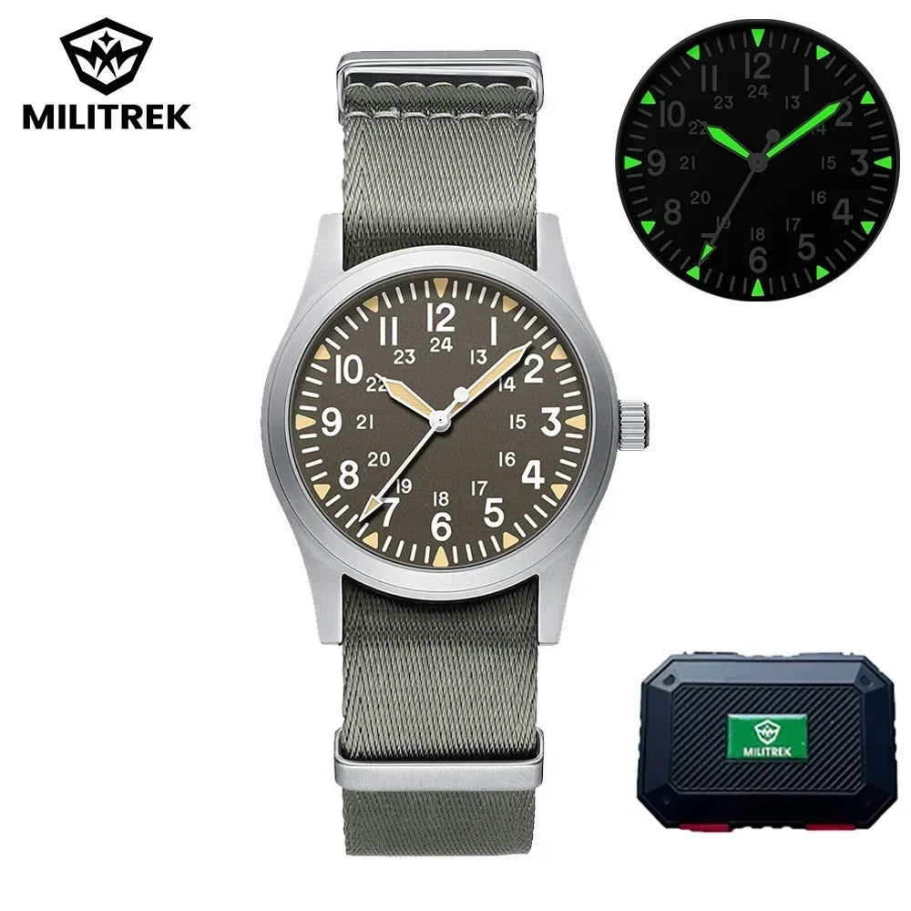 MILITREK 2026 New Military Retro Men'S VH31 Quartz Watch 37mm Sapphire Stainlesssteel 100m Waterproof C3 Luminous Reloj Hombre