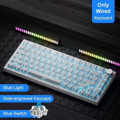 Ajazz AK820/AK820Pro mechanische Gaming-Tastatur Bluetooth 5.1/Wireless/USB-C-kabelgebunden, individuell anpassbare Tastatur mit Drehknopf, Hot-Swapping und Gasket-Mount