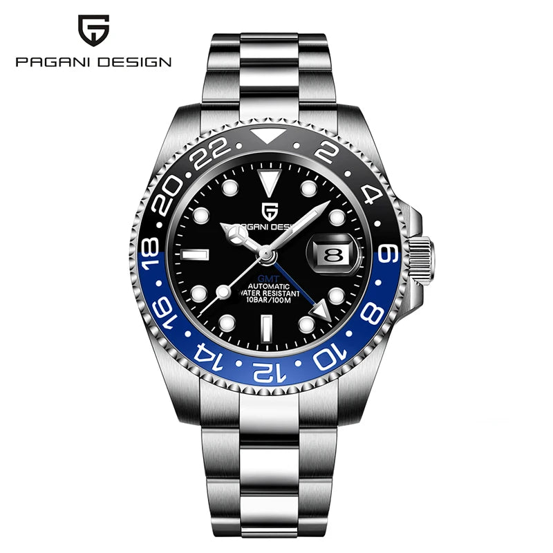 PAGANI DESIGN V3 PD-1662 GMT Watches Men's Luxury Sapphire Automatic Mechanical Watch 40MM Stainless Steel 100M Waterproof Watch