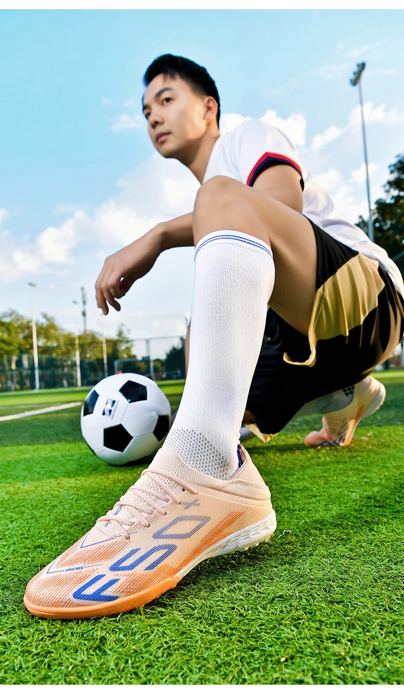 New Men Football Boots Non-Slip Match Grass Cleats High-top High-quality Soccer Shoes Futsal Sneakers Indoor Hot-selling Outdoor