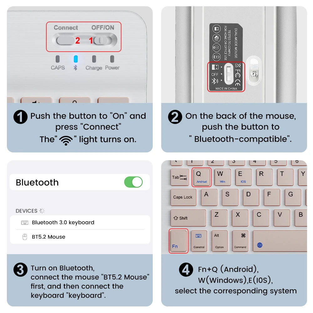 10inch Backlight Bluetooth Keyboard Mouse For IOS Android Windows,Backlit Keyboard For iPad,Wireless Teclado For Samsung Tablet