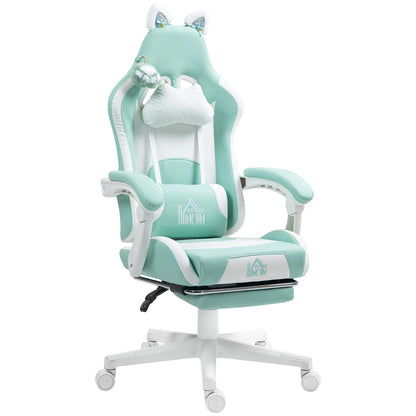 HOMCOM Gaming Chair with Adjustable Height Arms, Footrest, Reclining Backrest, Ergonomic Racing Style Office Chair for Gaming & Work