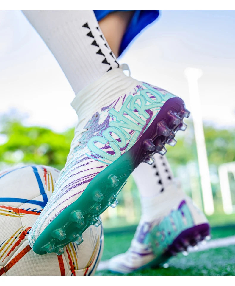 Pánské a dámské fotbalové kopačky na venkovní fotbal, protiskluzová obuv na fotbalové hřiště, ultralehké futsalové tenisky TF/FG s kolíky