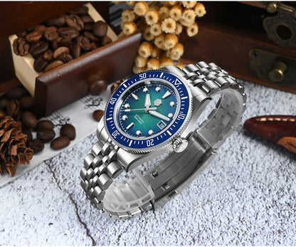 San Martin 40mm Men's Luxury Diver Watch Miyota 9015 Enamel Sunburst Dial Automatic Mechanical Wristwatch Waterproof 200m SN0148