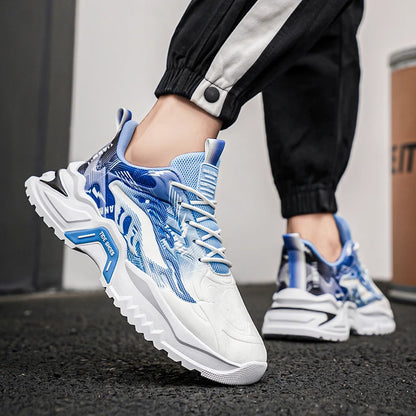 Men Sports Shoes Fashion Lace Up Versatile Non Slip Thick Soled Teenagers Daily Wear Comfortable Casual Running Shoes for Men
