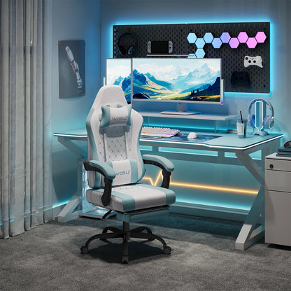 Cadeira de computador giratória WOLTU com função de massagem, cadeira de escritório ergonómica com almofada e apoio para os pés, cadeira gaming ajustável em altura