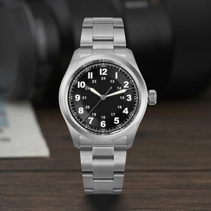 Relógio de quartzo Militado ML08 com movimento Ronda 515, vidro de safira abaulado, relógio de pulso BGW9, luminiscente, resistente à água até 10 bar, 38 mm, relógios para homem