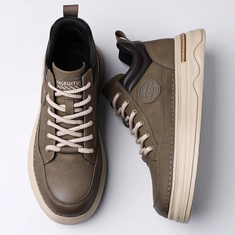 High Quality Mens Casual Leather Thick Bottom Oxford Shoes Fashion Outdoor Flat Top Quality Oxford Shoes Handmade Walking Shoes