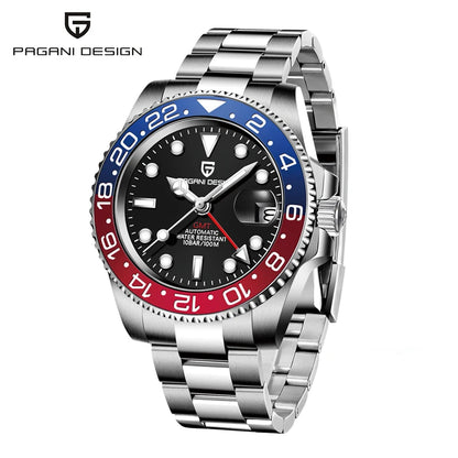 PAGANI DESIGN V3 PD-1662 GMT Watches Men's Luxury Sapphire Automatic Mechanical Watch 40MM Stainless Steel 100M Waterproof Watch
