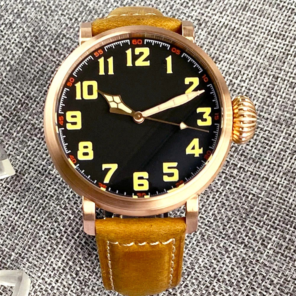 Relógio automático de mergulho para homem Tandorio 47 mm NH35 CUSN8, caixa em bronze maciço ou aço 316L, 10 ATM, cristal de safira, mostrador preto