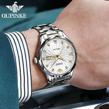 OUPINKE 3169 Japan Movement Men's Watch Classic Luxury Men's Watches Tungsten steel Strap Man Wristwatch