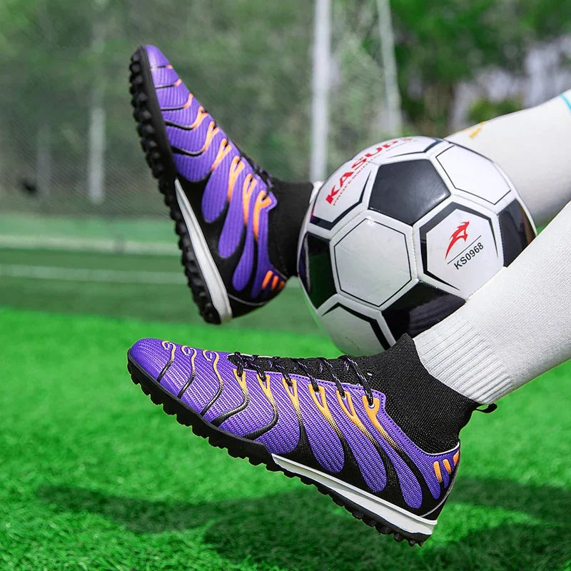 Men Soccer Shoes Sport FG/TF Outdoor Football Boots Training Boys Match Non Slip Long Spikes Cleats Indoor Futsal Comfortable