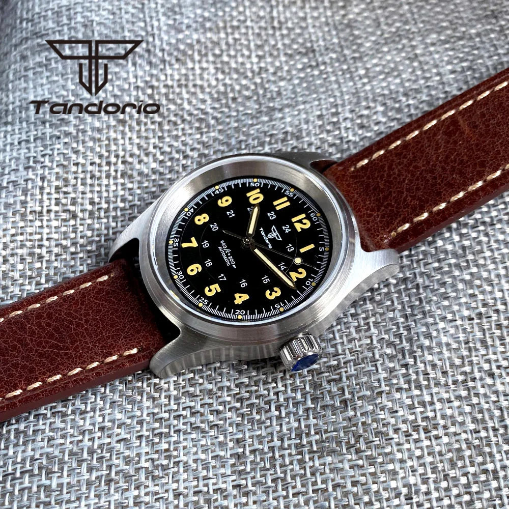 Tandorio 36mm Fashion 20BAR Automatic Dive Pilot Watch for Men Ladies NH35/PT5000/Miyota8215 Movt Sapphire Wristwatch Green Lume