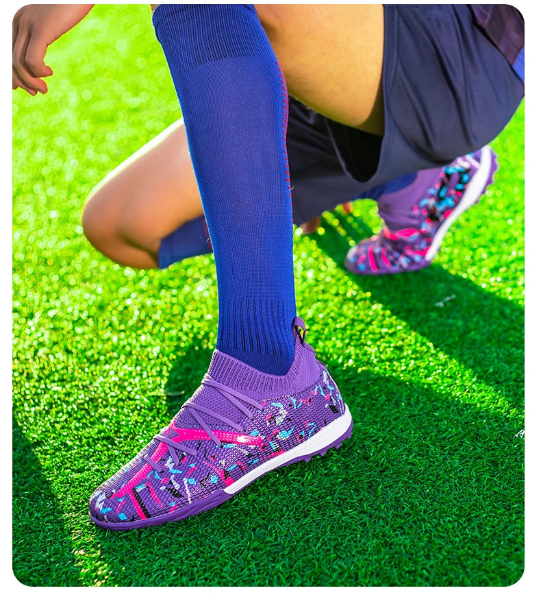 Turf Soccer Cleats Professional Men Football Boots Breathable Mesh Youth Soccer Shoes Anti Skid Male Sneakers Society Chuteira
