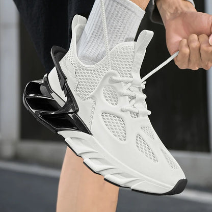 Mens Sports Shoes New Mesh Breathable Outdoor High Elasticity Running Shoes Fashionable Summer Comfortable Sports Tennis Shoes