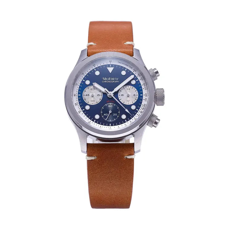 Milifortic 39MM Fashion Chronograph Watch Man R086 Retro C3Luminous Stainless Steel Waterproof 100M VK63 Quartz Watches For Man
