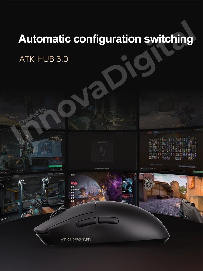 Ratón gaming inalámbrico ATK Dragonfly A9 Ultimate A9 Air PAW3950 ultraligero ergonómico para esports FPS CSGO A9 Ultra