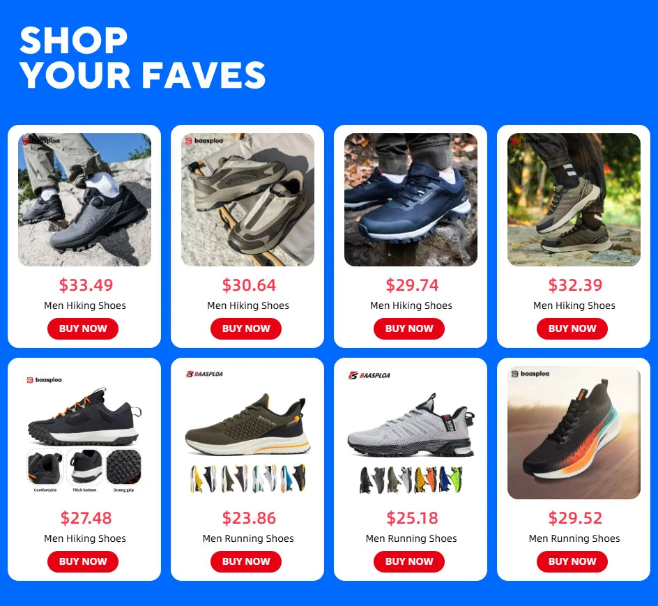 Baasploa Men Soccer Shoes Comfort Brand Lightweight Turf Training Professional Football Shoes Male Soft Sneakers Non-Slip