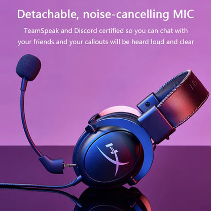 HyperX Cloud II Wired Gaming Headset with 7.1 Surround Sound, Hi-Fi Gaming Headphones, Detachable Noise-Cancelling Microphone, USB Sound Card for PC, PS4 & Xbox