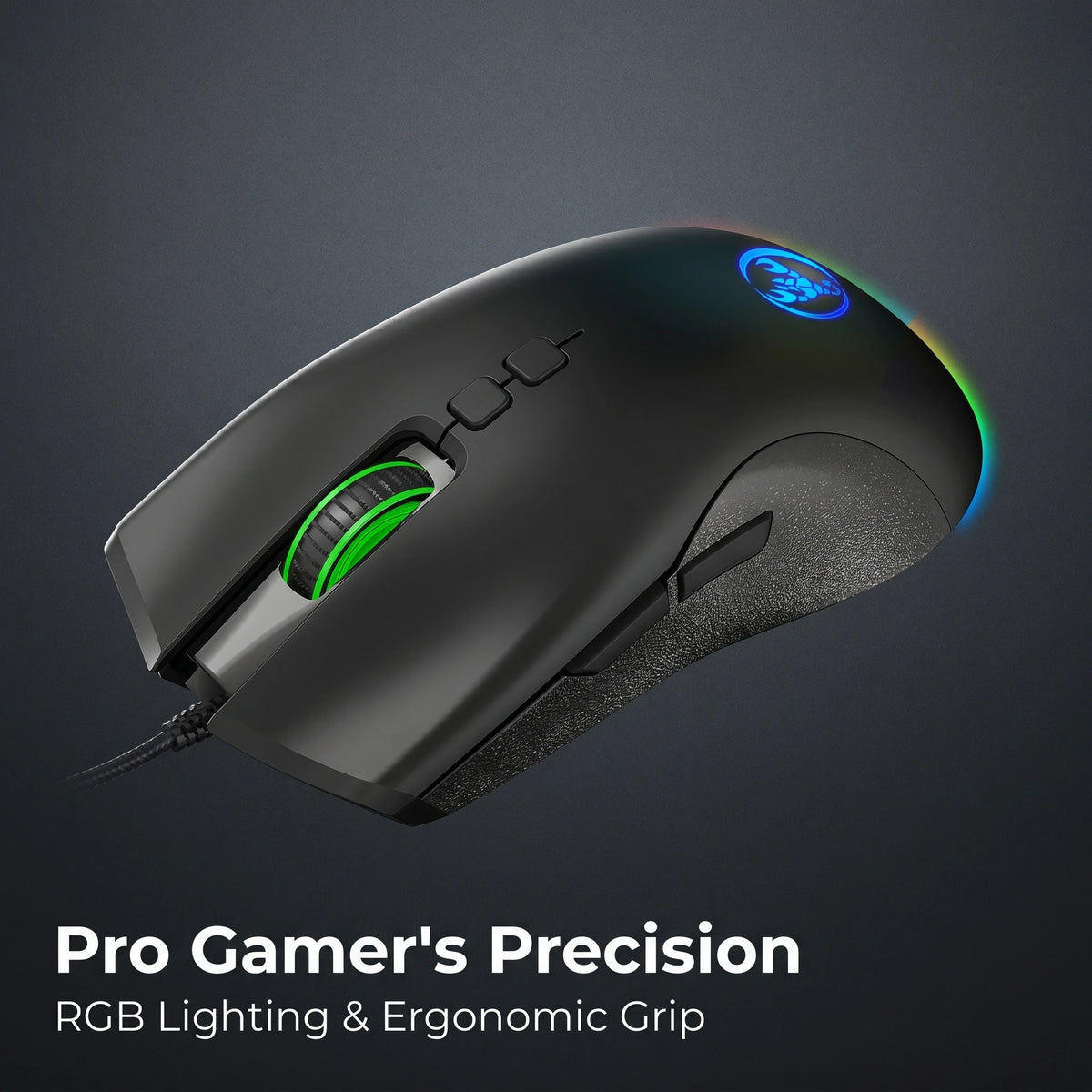 High-End Ergonomic Gaming Mouse, USB Wired Gaming Mouse with 6400 DPI, RGB Breathing LED Lights, Anti-Slip Grip, 7 Programmable Buttons for PC