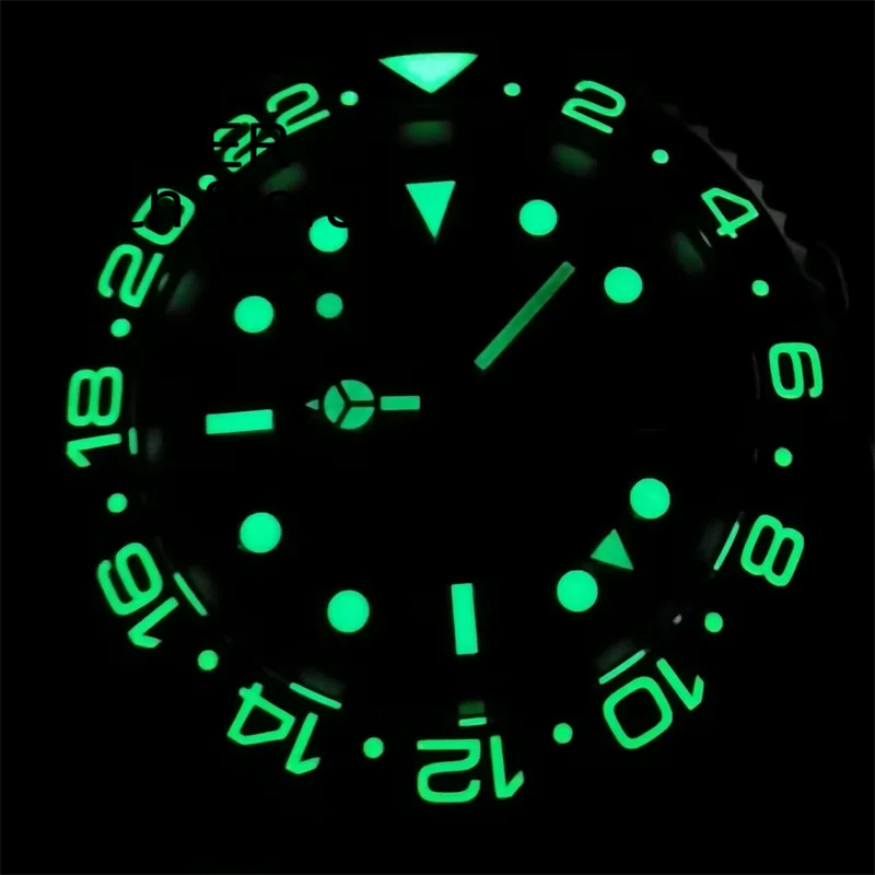BLIGER 40mm NH34 GMT Watch For Men Mechanical Wristwatch Luminous Bezel Sapphire Glass Stainless Steel Bracelet Reloj Hombre