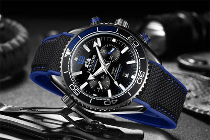 PAULAREIS P Luxury Men Automatic Self Wind Mechanical Watch for Men Rubber Strap Waterproof Luminous Date Fashion Mens Watches